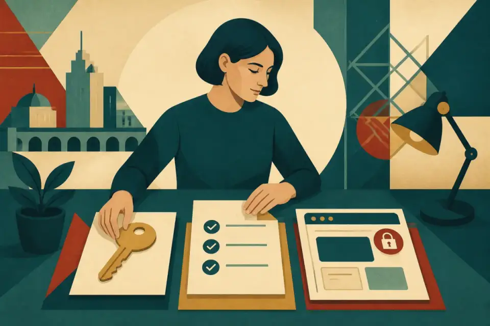 Авторська ілюстрація підготовки ключа ідентифікації, переліку документів і захищеного входу до електронного сервісу